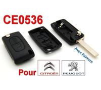 Coque Ce0536 2 Boutons Clé Avec Rainure Télécommande Plip Peugeot 107 207 208 307 308 407 807 3008 5008 Bipper Partner Expert Tepee...& Citroën C1 C2 C3 C4 Picasso C5 C8