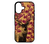 Coque Cerf Pour Iphone 17 En Bois Et Silicone Gel Faon Original Design Animaux Mobile Rose Cervide De Protection Plante Case Animal