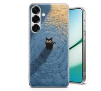 Coque Chat Noir Mème Van Gogh pour Samsung Galaxy Ultra,26,25,24,23,22,17,56,36,A,S,FE Series | Étui Transparent Anti-Choc TPU | Eau