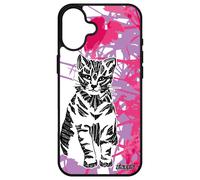 Coque Chat Pour Iphone 16+ Plus Silicone Graphique Nature Motif Ethnique Noir Telephone Tribal Tigré Dessin Housse Minou 256 Go De Apple