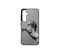 Coque cheval rigide pour Samsung S25 silicone de protection gris poney equitation design texture animal animaux poulain portable pour galaxy