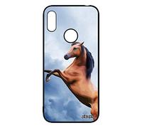 Coque Cheval Y6 2019 Silicone Telephone Bleu Etui Rigide Nuage Design Portable Equitation Ciel Original Animal Poulain Poney Huawei
