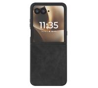 Coque Clapet pour Razr 70 Ultra Protection Pliable Rigide Effet Cuir, Noir