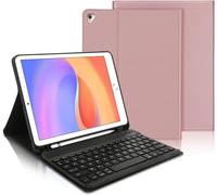 Coque Clavier Avec Touchpad Pour Ipad 9.7 Pouces 6ème Génération 2018/Ipad 5ème 9.7 2017/Ipad Air 2/1, Ipad 9.7 Azerty Désassemblage Magnétique Clavier Bluetooth, Version Française, Rose