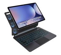 Coque Clavier AZERTY pour Samsung Galaxy Tab S10+/S9+/S8+/S7 FE 12.4"", Rétroéclairage 7 Couleurs, Design Ultra-Mince Noir