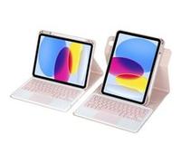 Coque Clavier Bluetooth FLOODKING 360° Rotative pour iPad 11 2025 avec Touchpad,Coque Acrylique Transparente, Porte-Stylet - Rose Rose