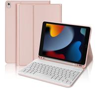 Coque Clavier - E.F.CONNECTION - iPad 10 2"" - Cuir Synthétique Rose - Clavier Bluetooth AZERTY - 2-en-1