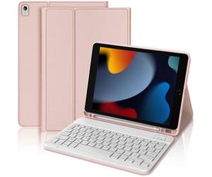 Coque Clavier - E.F.CONNECTION - iPad 10 2"" - Cuir Synthétique Rose - Clavier Bluetooth AZERTY - 2-en-1