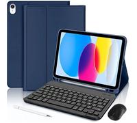 Coque Clavier - E.F.CONNECTION - iPad A16 (11"") - Bleu Marine - Clavier Bluetooth AZERTY - avec Souris Stylet