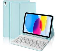 Coque Clavier - E.F.CONNECTION - iPad A16 (11"") / iPad 10 2022 - Cuir Synthétique Bleu - Bluetooth AZERTY