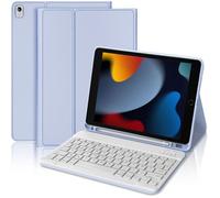Coque Clavier - E.F.CONNECTION - pour iPad 10 2"" (7/8/9ème Génération) Cuir PU Lavande - Clavier Bluetooth