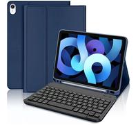 Coque Clavier - E.F.CONNECTION - pour iPad Air 11"" (M3/M2) / iPad Air 4/5 10,9"" - Cuir PU Bleu Marine - Clavier Bluetooth