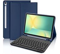Coque Clavier - E.F.CONNECTION - pour Samsung Galaxy Tab S10 FE / S9 FE - Synthécuir Bleu Marine avec Clavier Bluetooth