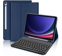 Coque Clavier - E.F.CONNECTION - pour Samsung Galaxy Tab S9 (11"") - Cuir PU Bleu Marine - Clavier Magnétique Bluetooth