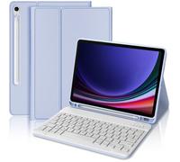 Coque Clavier - E.F.CONNECTION - pour Samsung Galaxy Tab S9 (11 Pouces) Cuir Synthétique Lavande - Clavier Bluetooth