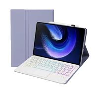 Coque Clavier pour Honor Pad 10 / Tablette 10 12,1 Pouces 2025 avec pavé Tactile rétroéclairé 7 Couleurs, Touches carrées Clavier Bluetooth 5.0 Housse de Protection(Purple)