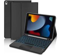 Coque Clavier pour iPad 10 2 Pouces (2019/2020/2021) Cuir PU Noir avec Clavier Bluetooth Rétroéclairé
