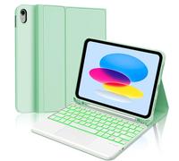 Coque Clavier pour iPad 2022 10ème Gén 10.9 Pouces avec Pavé Tactile, Housse Claviers sans Fil Bluetooth DéTachable (Rétroéclairage) pour iPad 2025 A16 11ème Gén 11", AZERTY Français, Vert tendre