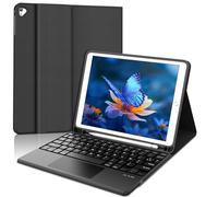 Coque Clavier pour iPad 6e/5e Génération 9.7 Pouces, AZERTY Français Housse Clavier Bluetooth Détachable avec Pavé Tactile et Porte Crayon pour iPad 2018/2017 9.7", Air 2/1, Pro 9.7 2016, Noir
