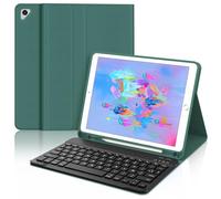 Coque Clavier pour iPad 6e/5e Génération 9.7 Pouces, AZERTY Français Housse Clavier Bluetooth Magnétique Détachable avec Porte Crayon pour iPad 2018/2017 9.7", Air 2/1, Pro 9.7 2016, Vert Foncé