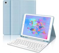 Coque Clavier Pour Ipad 6e/5e Génération 9.7 Pouces, Azerty Français Housse Clavier Bluetooth Magnétique Détachable Avec Porte Crayon Pour Ipad 2018/2017 9.7"", Air 2/1, Pro 9.7 2016, Bleu Ciel