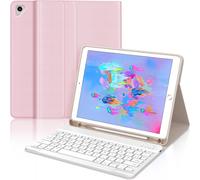 Coque Clavier Pour Ipad 6e/5e Génération 9.7 Pouces, Azerty Français Housse Clavier Bluetooth Magnétique Détachable Avec Porte Crayon Pour Ipad 2018/2017 9.7"", Air 2/1, Pro 9.7 2016, Rose