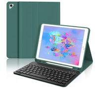 Coque Clavier pour iPad 6e/5e Génération 9.7 Pouces, AZERTY Français Housse Clavier Bluetooth Magnétique Détachable avec Porte Crayon pour iPad 2018/2017 9.7", Air 2/1, Pro 9.7 2016, Vert Foncé