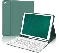 Coque Clavier Pour Ipad 6eme/5eme Generation 2018/2017 9.7"", Ipad Air 2/1-2014/2013, Azerty Clavier Sans Fil Bluetooth Détachable Housse Avec Pen Holder, Vert Foncé