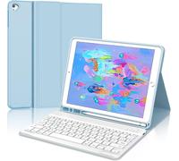 Coque Clavier Pour Ipad 9.7"" 6Eme/5Eme Generation 2018/2017, Air 2/1 2014/2013, Azerty Clavier Bluetooth Détachable Pour Ipad 9.7"", Bleu Ciel