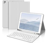 Coque Clavier Pour Ipad 9.7"", Ipad 6eme/5eme Generation 2018/2017, Ipad Air 2/1-2014/2013, Azerty Clavier Sans Fil Bluetooth Détachable Housse Avec Pen Holder, Gris Clair
