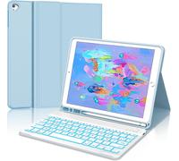 Coque Clavier Pour Ipad 9.7"",Ipad 6Eme/5Eme Generation 2018/2017, Ipad Air 2/1 2014/2013, Azerty Clavier Bluetooth Détachable, Bleu Ciel