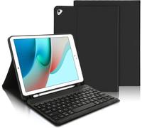 Coque Clavier Pour Ipad 9.7 Pouces 6ème Génération 2018/Ipad 5ème 9.7 2017/Ipad Air 2/1, Ipad 9.7 Azerty Magnétique Clavier Bluetooth, Version Française, Noir