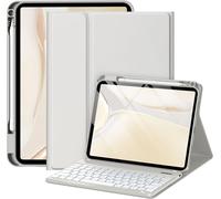 Coque Clavier Pour Ipad A16 11/10 Ème Generation (11 Pouces 2025/10.9 Pouces 2022), Étui Keyboard À Touches Anti-Arrachage Avec Porte Crayon, Azerty Layout Pour Ipad 10eme/11eme, Gris Clair