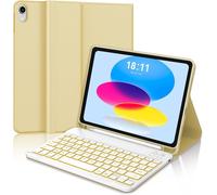 Coque Clavier Pour Ipad A16 11/10eme Generation 11/10.9 Pouces 2025/2024, Azerty Français Rétro-Éclairé Bluetooth Détachable Pour Ipad 11/10 Ème Génération 2025/2024, Jaune[Z1098]