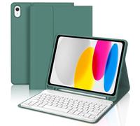 Coque Clavier pour iPad A16 11 eme Generation 2025/10 eme Generation 2022, AZERTY Français Clavier Bluetooth Magnétique Détachable avec Porte Crayon pour iPad A16 11/10ème Génération, Vert foncé