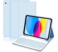 Coque Clavier pour iPad A16 11¿¿me G¿¿n¿¿ration 11 Pouces 2025/10¿¿me G¿¿n¿¿ration 10.9 Pouces 2022, AZERTY Layout Clavier ?tui pour Claviers Magn¿¿tique avec Porte Crayon pour iPad 11/10 G¿¿n, Bleu