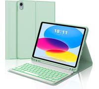 Coque Clavier Pour Ipad A16 11eme Generation/10eme Generation 10.9"" 2022, Azerty Français Rétro-Éclairé Bluetooth Détachable Pour Ipad A16 11/10 Ème Génération 11""/10.9"", Vert Clair