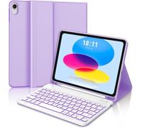 Coque Clavier Pour Ipad A16 11eme Generation 2025/10eme Generation 10.9"" 2022, Azerty Français Clavier Rétro-Éclairé Bluetooth Détachable Pour Ipad 11 A16 2025, Violet Léger[Z1093]