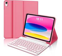 Coque Clavier Pour Ipad A16 11eme Generation 2025/10eme Generation 10.9"" 2022, Azerty Français Rétro-Éclairé Bluetooth Détachable Pour Ipad 11/10 Ème Génération 11/10.9 Pouces, Rouge