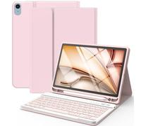 Coque Clavier pour iPad Air 11 M2 M3 2024/2025/Air 5 2022/Air 4 2020 10.9", Étui pour Pro 11 1ème 2018 avec Pen Holder, Housse avec Magnétique sans Fil Clavier AZERTY Français(Rose)