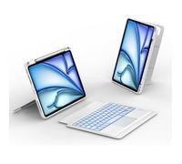 Coque Clavier pour iPad Air 11"" M4/M3/M2 2026/2025/2024 AZERTY Français Clavier Housse Bluetooth Détachable Combo Touch Blanc