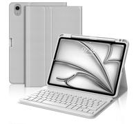 Coque Clavier pour iPad Air 11 Pouces (M4 2026, M3 2025, M2 2024), AZERTY Français Housse Clavier Bluetooth Magnétique Détachable avec Porte Crayon pour iPad Air 10.9" (5e/4e Génération), Gris Clair