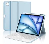 Coque Clavier pour iPad Air 13 Pouces (M4 2026, M3 2025, M2 2024) et iPad Pro 12.9 Pouces (6e/5e/4e/3e Génération), AZERTY Français Housse Clavier Bluetooth Magnétique avec Pavé Tactile, Bleu Ciel