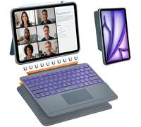 Coque Clavier Pour Ipad Air 13 Pouces Ma/M3/M2 Pro 12.9"",Étui Magnétique 3 En 1 Détachable Réglable 7 Couleurs Rétroéclairée[CB6]