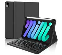 Coque Clavier pour iPad mini 7e Gén(A17 Pro, 2024) & 6e Gén(2021) 8.3", AZERTY Français Housse Clavier Bluetooth Détachable avec Porte Crayon pour iPad mini 7e/6e Génération 8.3 Pouces, Noir