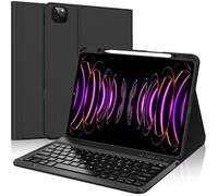 Coque Clavier pour iPad Pro 12.9"" (6e/5e/4e/3e) Gen, AZERTY Français Clavier Détachable sans Fil Bluetooth, Étui iPad Air 13"", Noir
