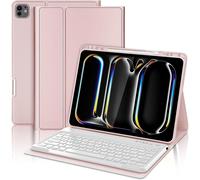 Coque Clavier Pour Ipad Pro 13'' (M4) 2024, Azerty Français - Étui Ipad Pro 13 Pouces Avec Fente Pour Stylo, Clavier Détachable Sans Fil Bluetooth, Rose Clair.[R659]