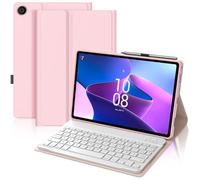 Coque Clavier pour Lenovo Tab M10 3e Gén 10.1 Pouces, AZERTY Français Housse Clavier Bluetooth Magnétique Détachable avec Porte Crayon pour Tablette Lenovo Tab M10 3eme Gén 10.1" 2022, Rose