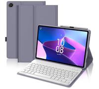 Coque Clavier pour Lenovo Tab M10 3e Gén 10.1 Pouces, AZERTY Français Housse Clavier Bluetooth Magnétique Détachable avec Porte Crayon pour Tablette Lenovo Tab M10 3eme Gén 10.1" 2022, Violet