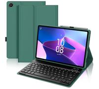 Coque Clavier pour Lenovo Tab M10 3e Gén 10.1 Pouces, AZERTY Français Housse Clavier Bluetooth Magnétique Détachable avec Porte Crayon pour Tablette Lenovo Tab M10 3eme Gén 10.1" 2022, Vert Foncé